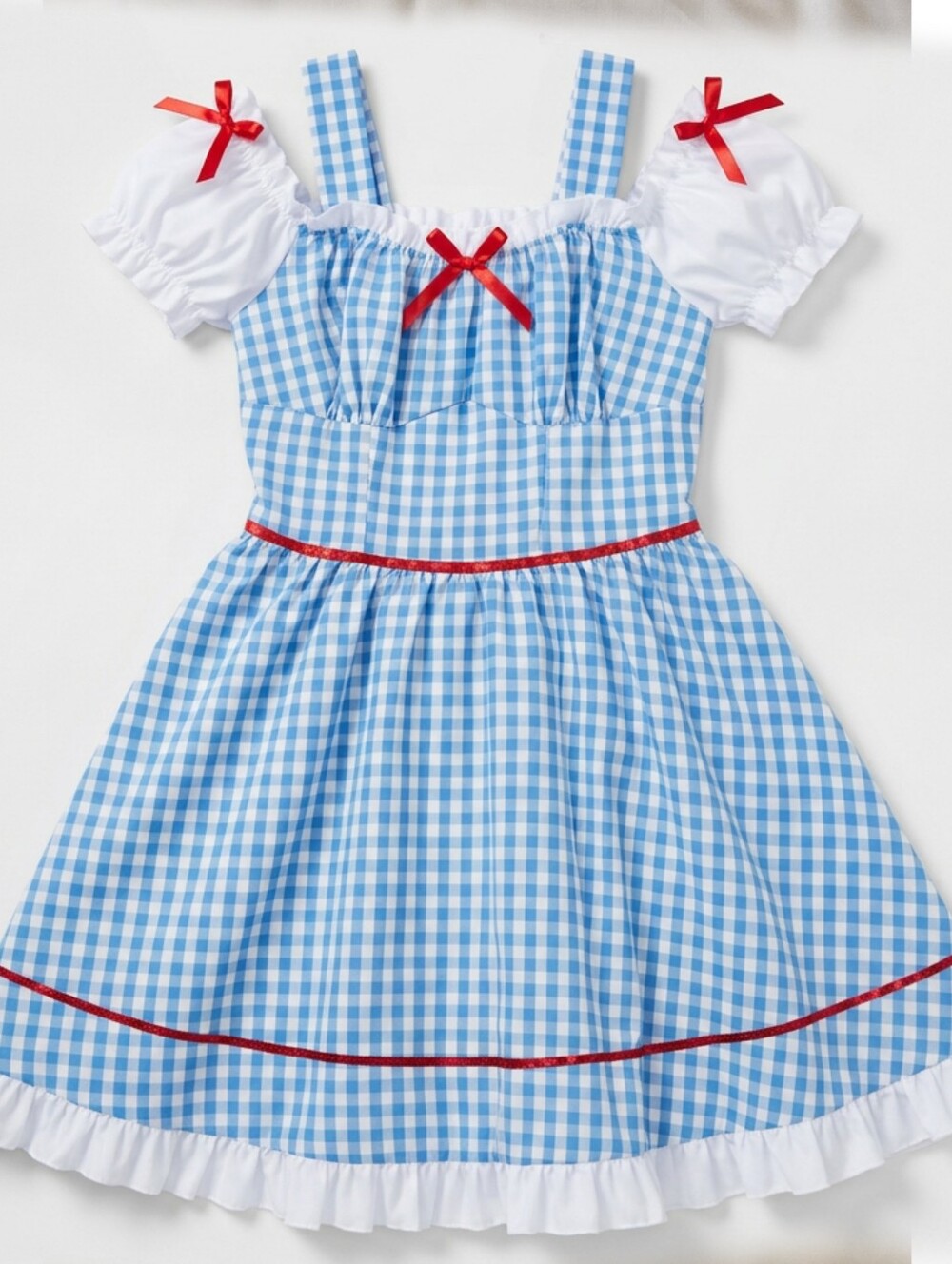 Dorothy Halloween Costume Dress Adult Size Medium Blue Gingham